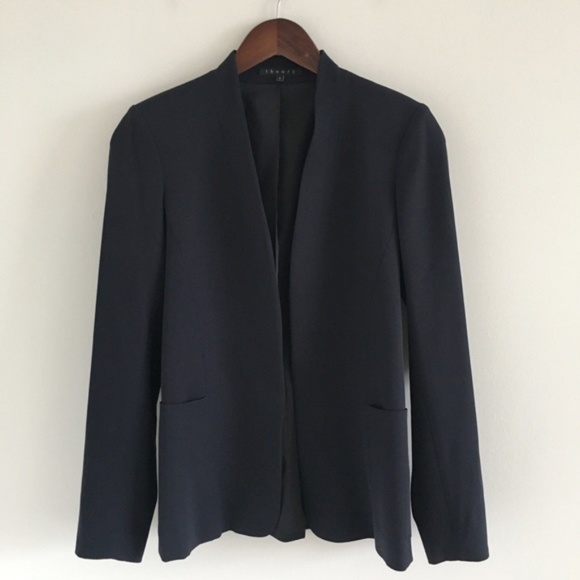Theory Collarless Wool Jacket - Picture 1 of 6